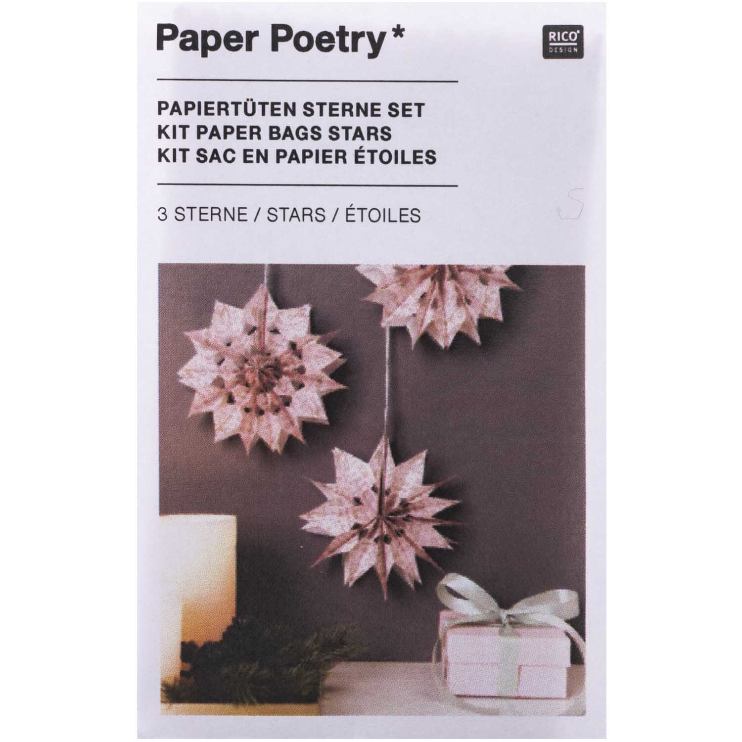 Paper Poetry Bastelset Papiertüten-Sterne Jolly Christmas klein