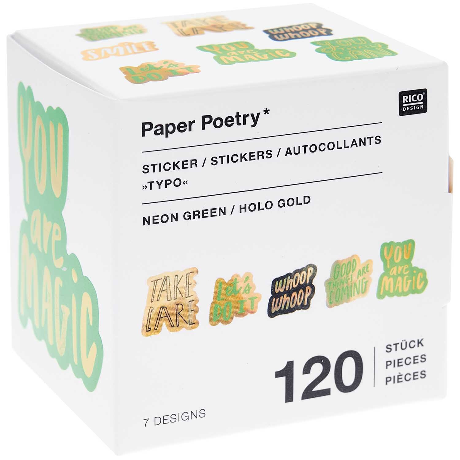 Paper Poetry Sticker Typo Ø 5cm 120 Stück auf der Rolle