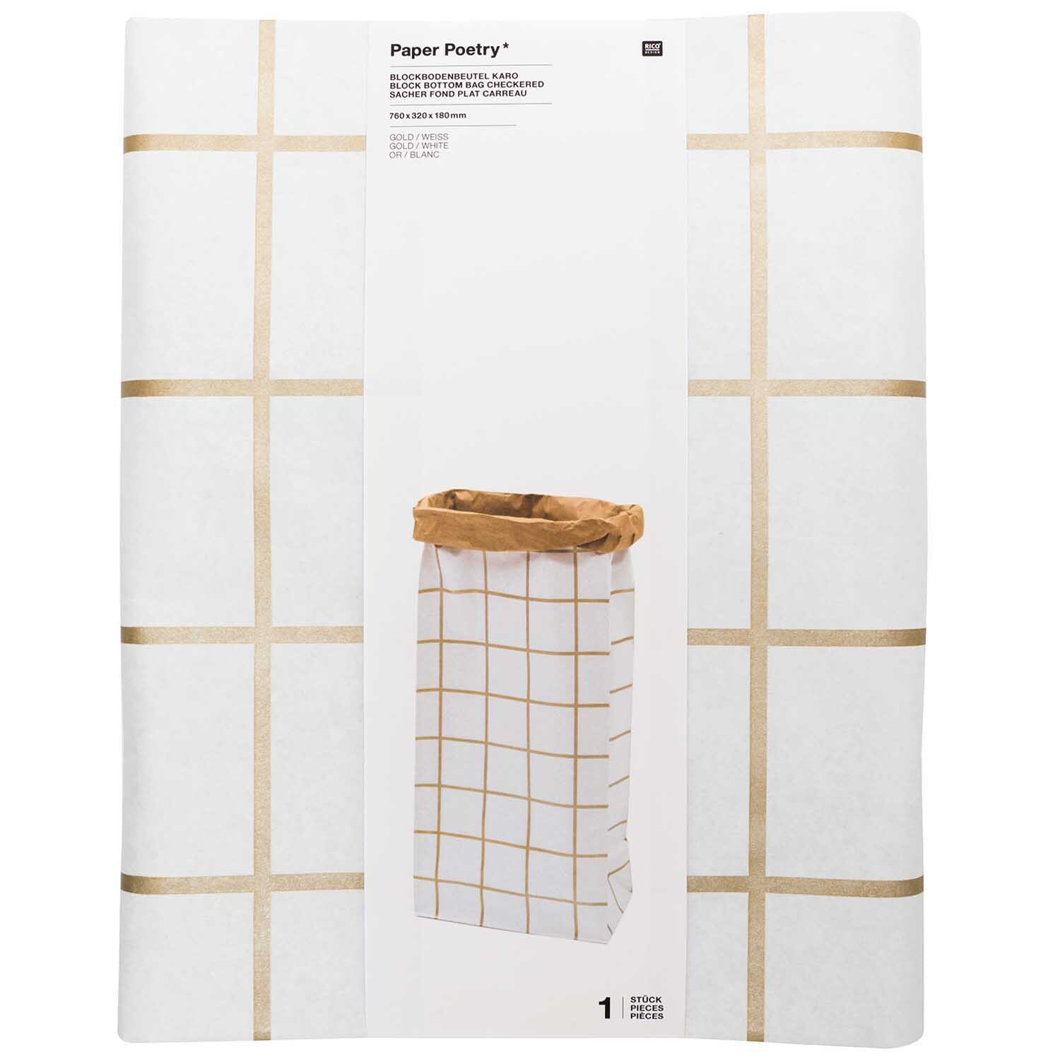 Paper Poetry Maxi-Blockbodenbeutel XL Karo 76x32x18cm 1 Stück
