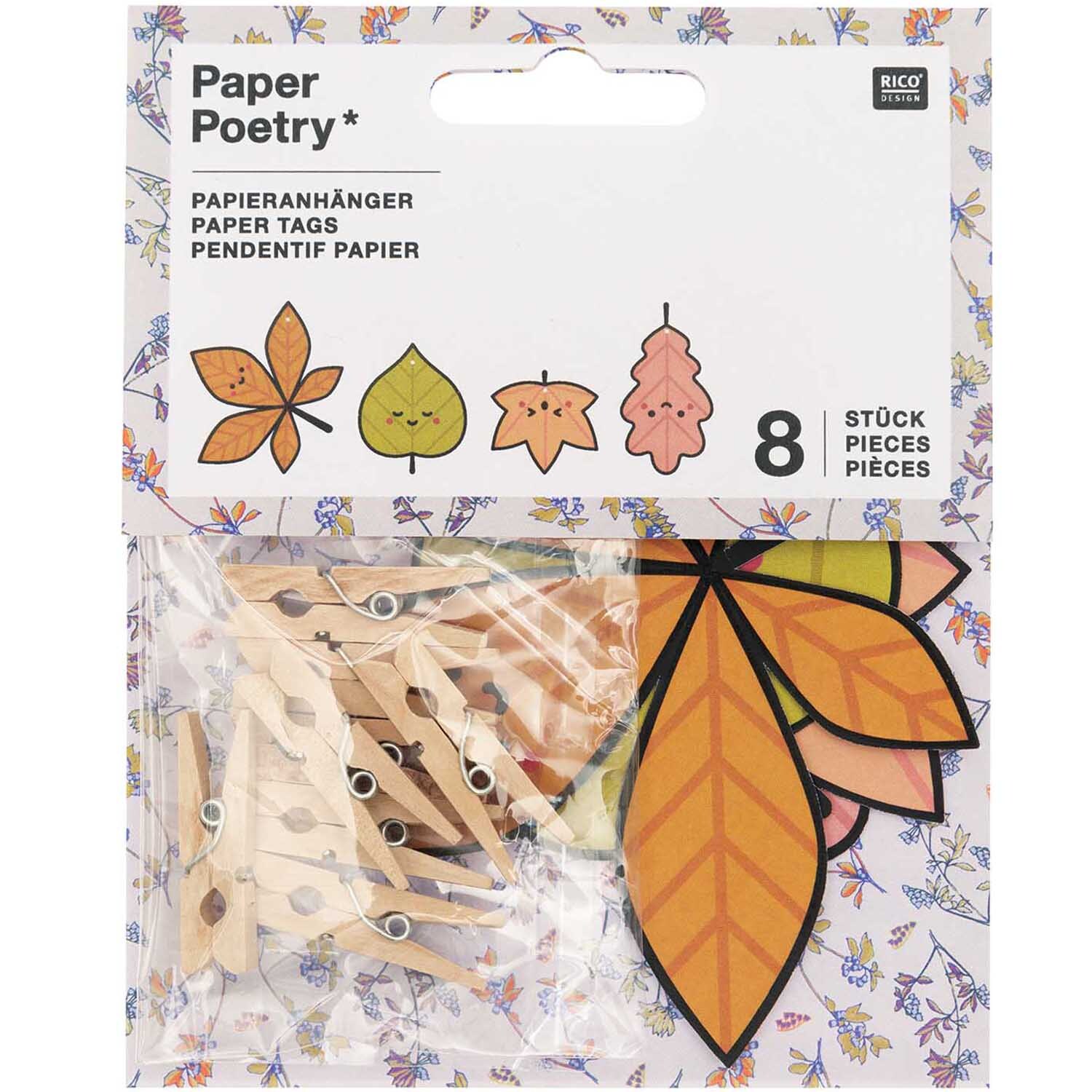 Paper Poetry Papieranhänger Blätter bunt 8 Stück