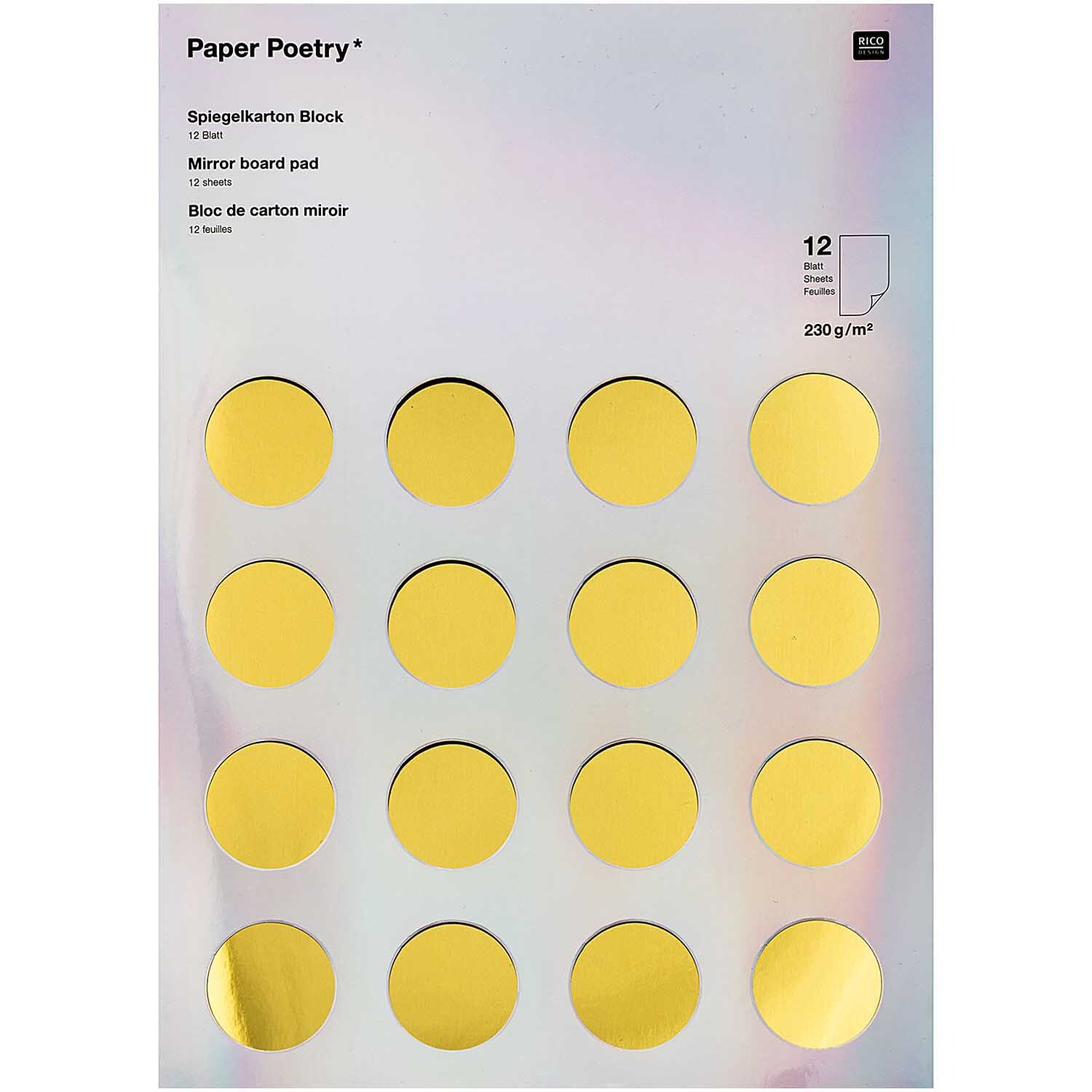 Paper Poetry Spiegelkartonblock gold-silber 21x29,5cm 230g/m² 12 Blatt
