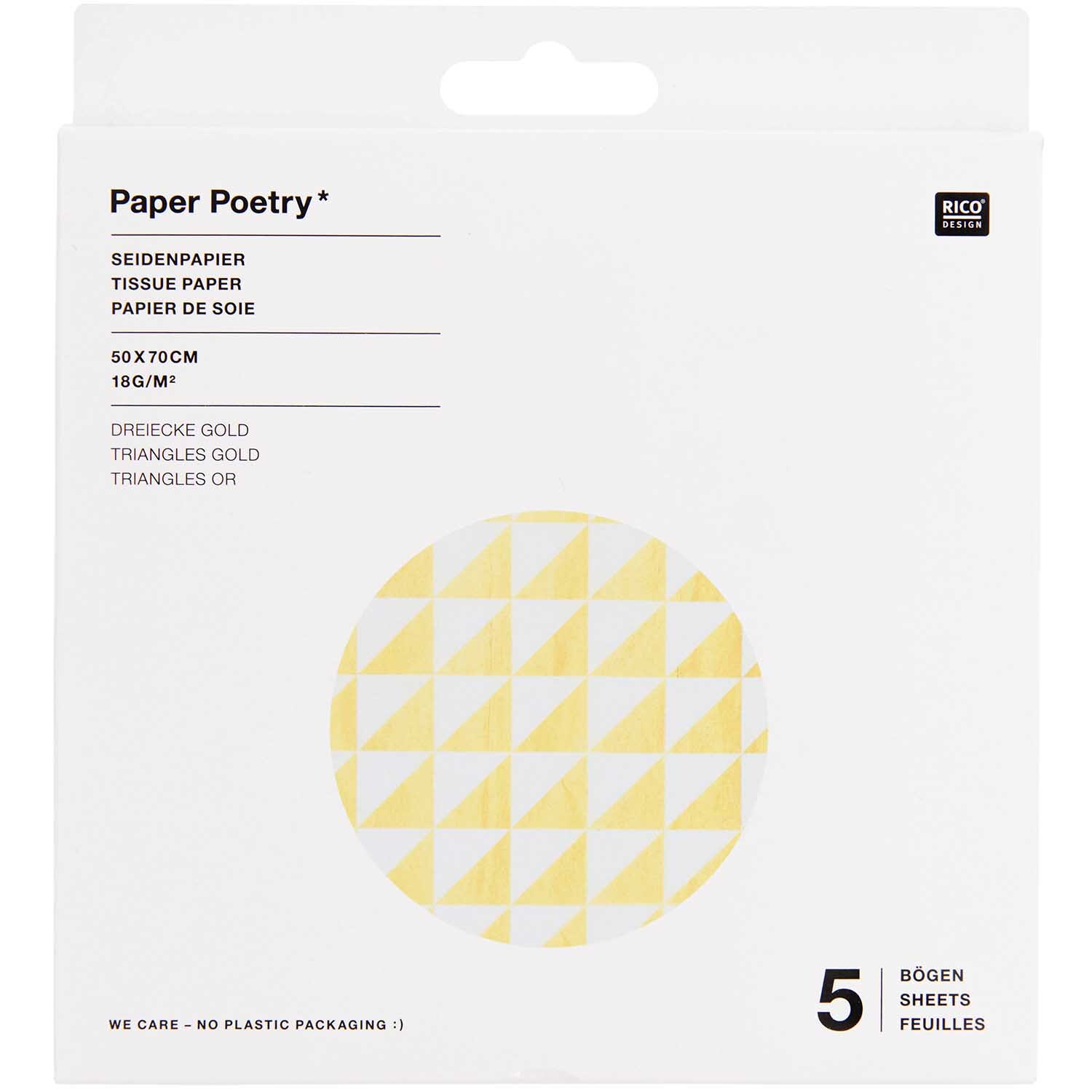 Paper Poetry Seidenpapier Dreiecke gold-weiß 50x70cm