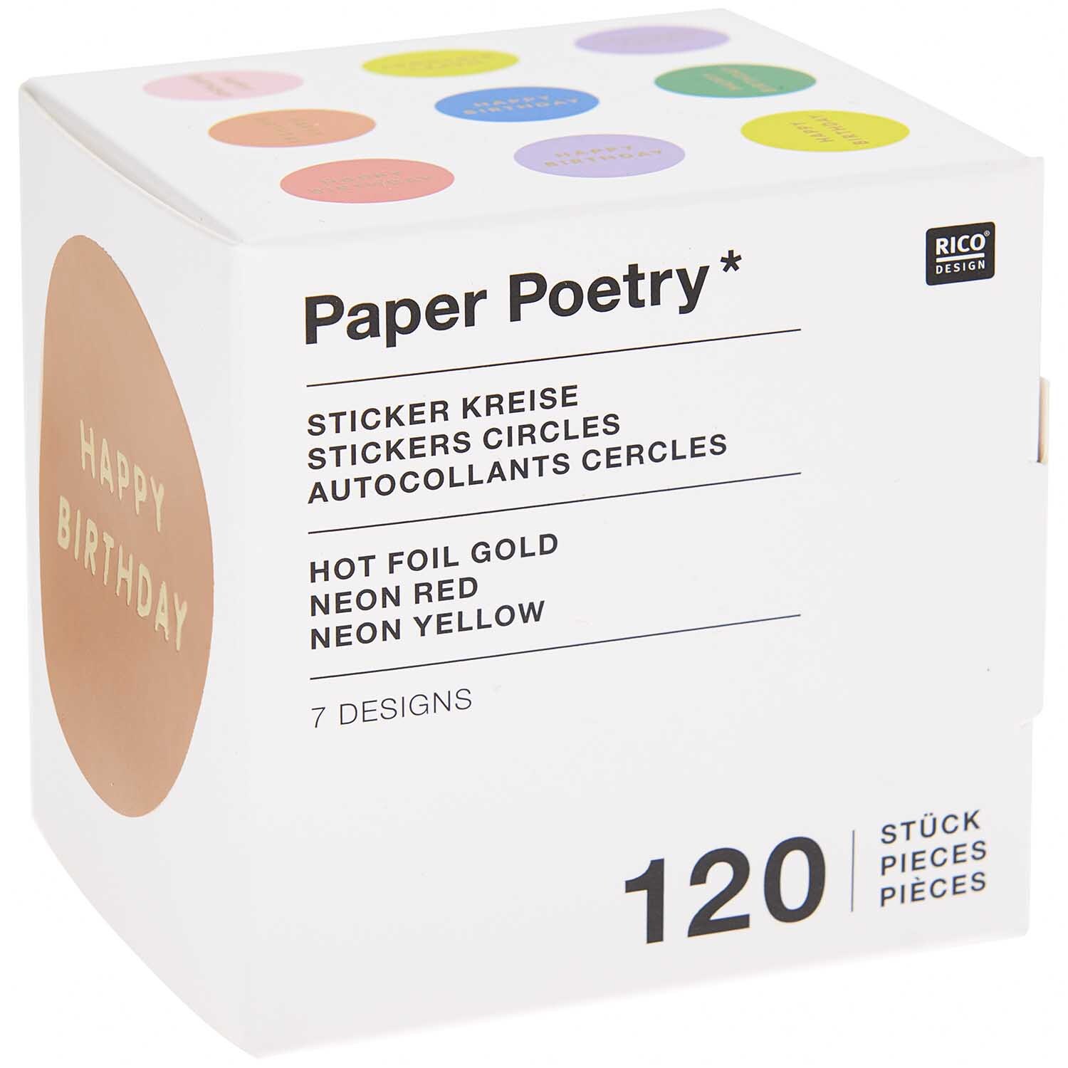 Paper Poetry Sticker Formen 5,5cm 120 Stück auf der Rolle