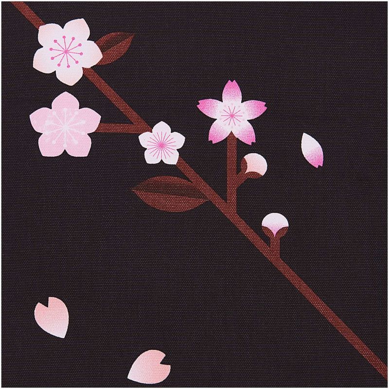 Rico Design Meterware Canvas Kirschblüten schwarz