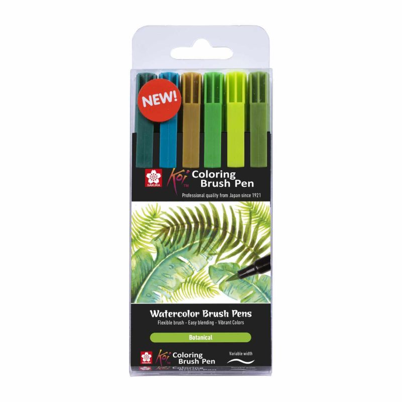 Koi Coloring Brush Pens Botanical 6teilig