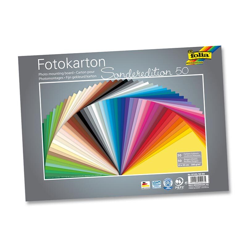 folia Fotokarton farbig sortiert 25x35cm 300g/m² 50 Bogen