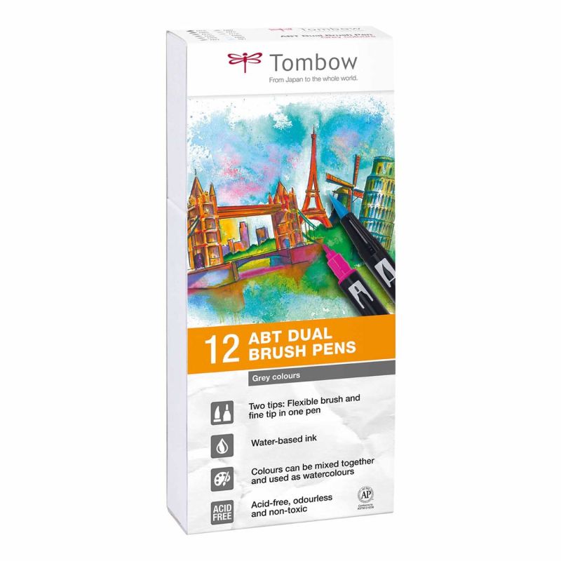 Tombow ABT Dual Brush Pen Grautöne 12er Set