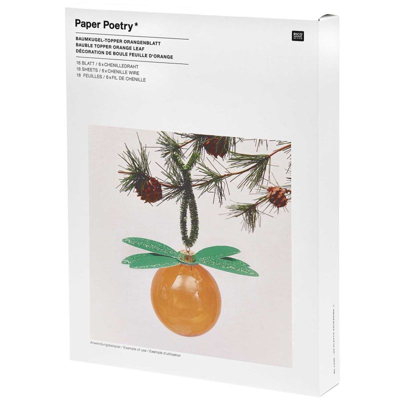Paper Poetry Christbaumkugel-Topper Orangenblatt 6 Stück