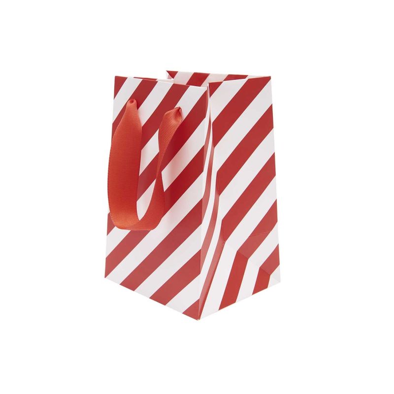 Paper Poetry Geschenktüte Streifen rot-weiß 12x18x10cm