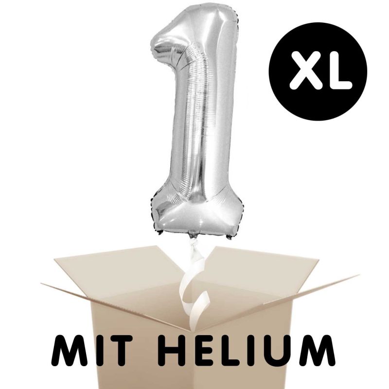 YEY! Let's Party Folienballon mit Helium Zahl silber 86cm