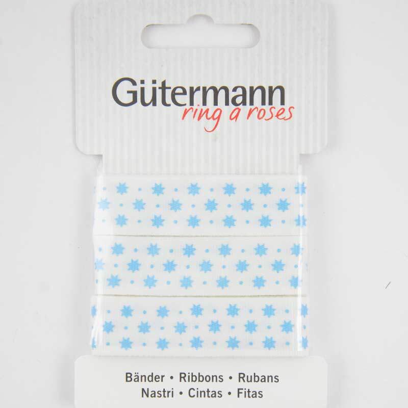 Gütermann Baumwollband Sterne blau 15mm 2m