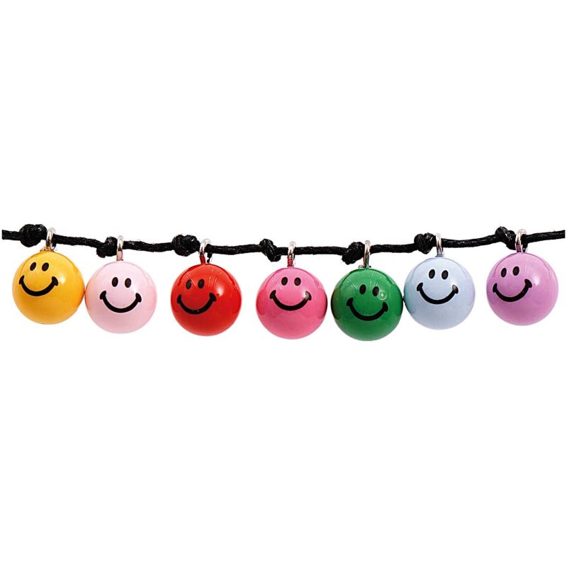 Rico Design Smiley Perlen rund mit Anhänger rainbow 10mm 21 Stück