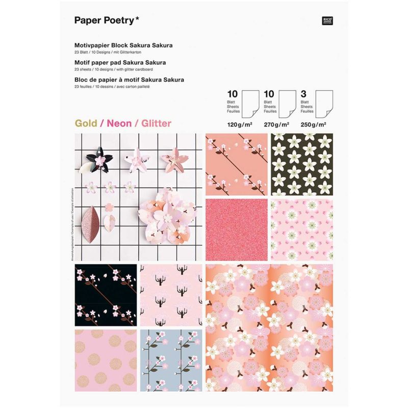 Paper Poetry Motivpapierblock Sakura Sakura 23 Blatt