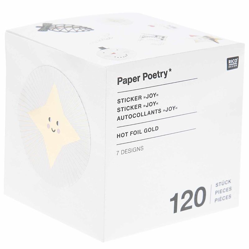 Paper Poetry Sticker Joy 5,5cm 120 Stück auf der Rolle Hot Foil
