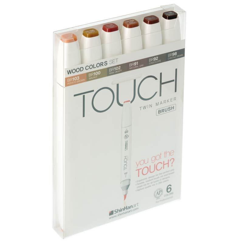TOUCH Twin Brush Marker Wood Colors 6er Set