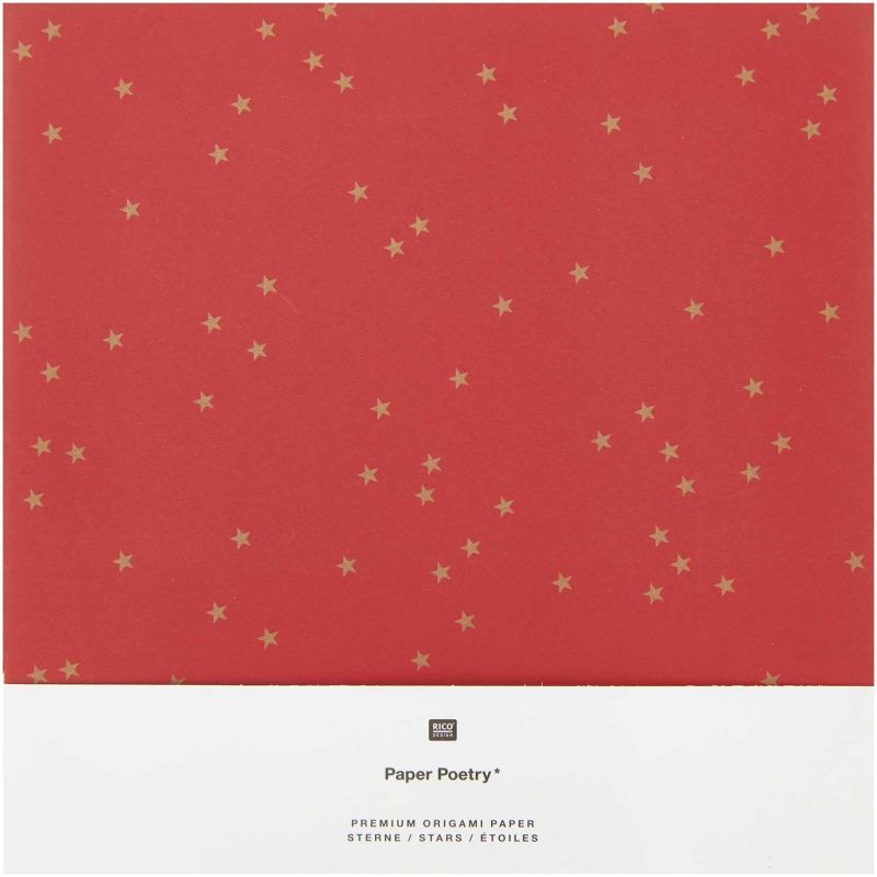 Paper Poetry Origami Sterne rot-gold 32 Blatt