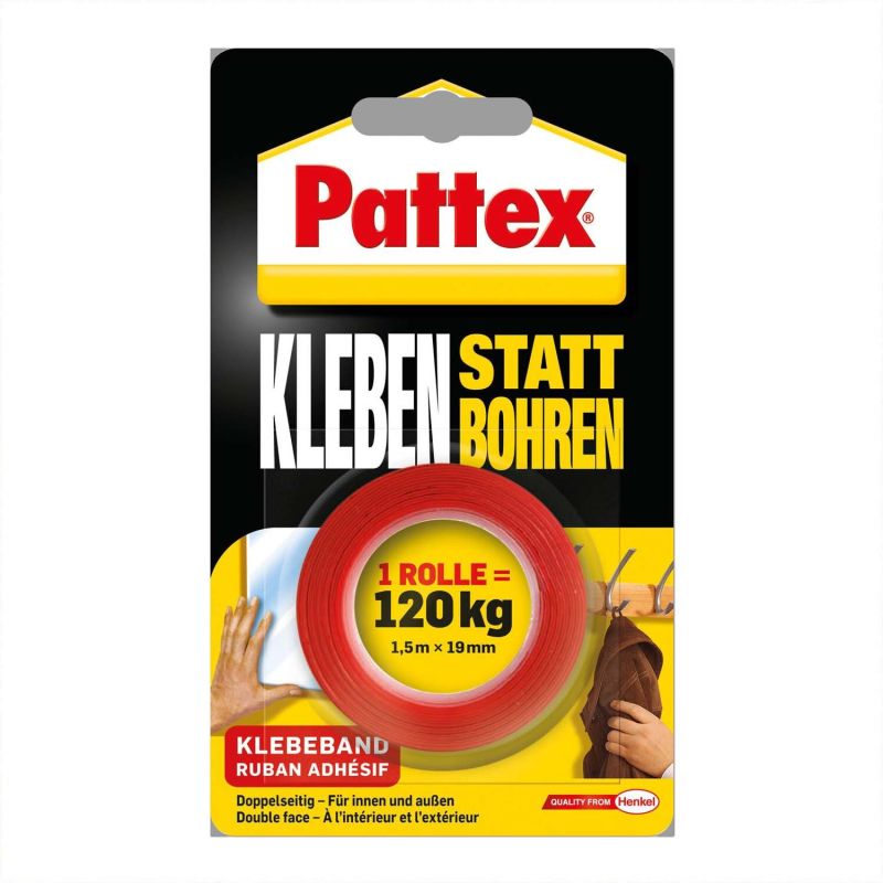 Pattex Kleben statt Bohren Klebeband 19mm 1,5m