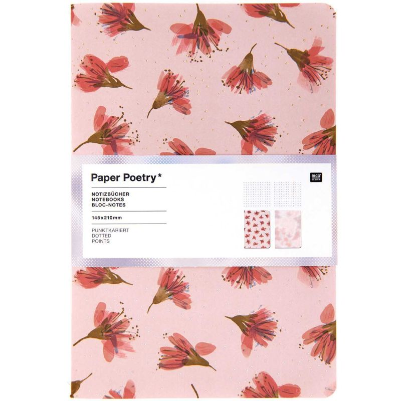 Paper Poetry Notizbücher A5 Kirschblüten-blurry 2 Stück