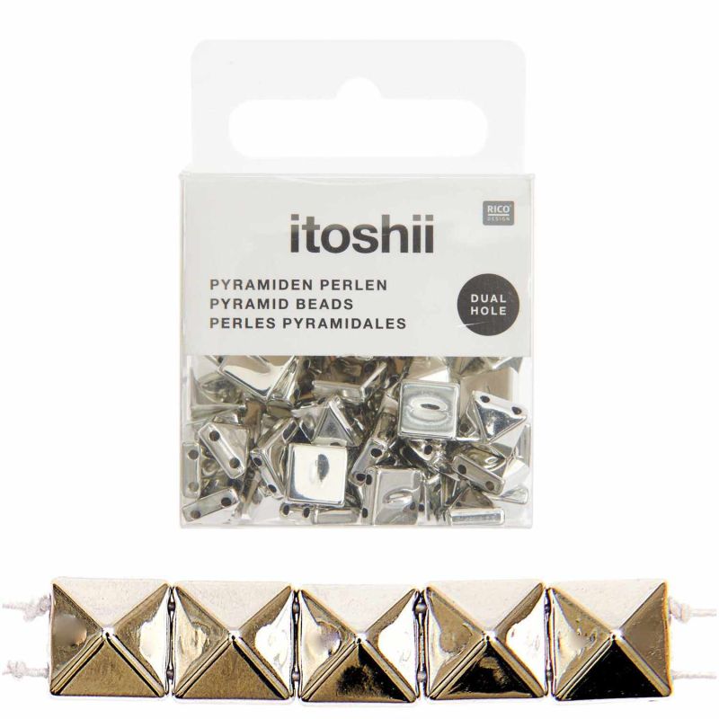 Rico Design itoshii Pyramiden Perlen quadratisch silber
