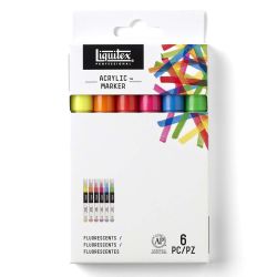 Liquitex Paint Acryl Marker Fluo-Set fein 6 Stück