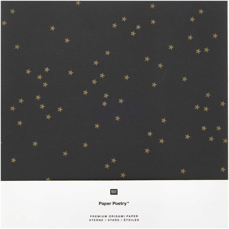 Paper Poetry Origami Sterne schwarz-gold 32 Blatt