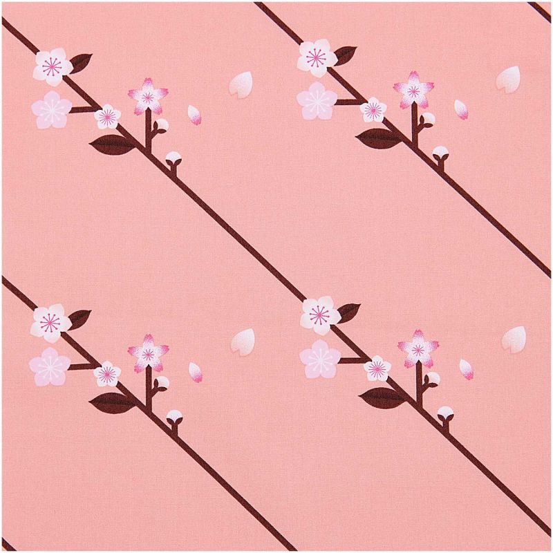 Rico Design Stoffabschnitt Baumwoll-Popelin pfirsich Sakura Zweige 50x140cm