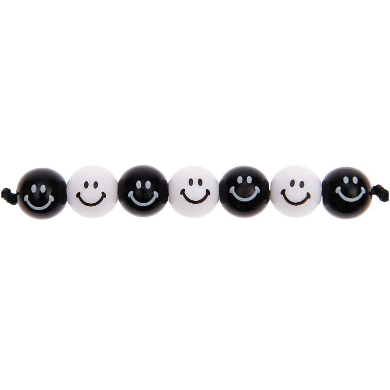 Rico Design Smiley Perlen rund schwarz-weiß 10mm 21 Stück
