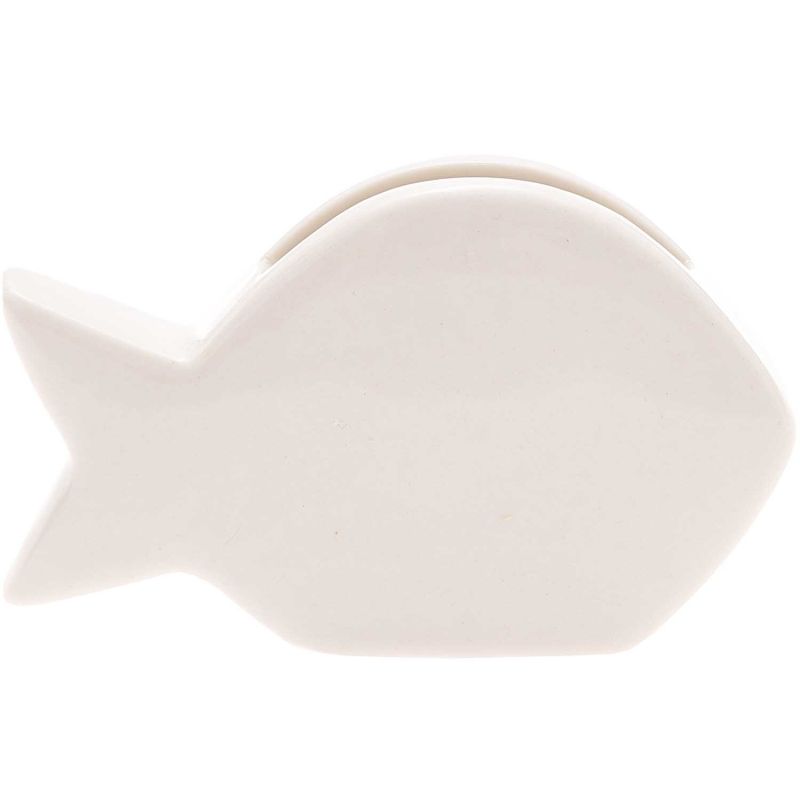 Kartenhalter Keramikfisch weiß 8,5cm