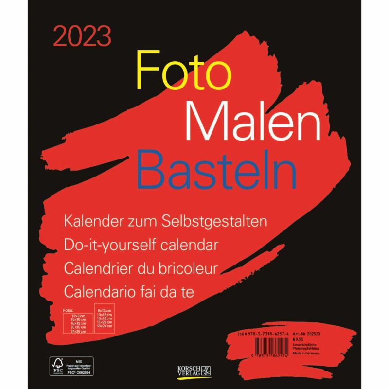 Korsch Verlag Kalender 2023 schwarz 30x35cm