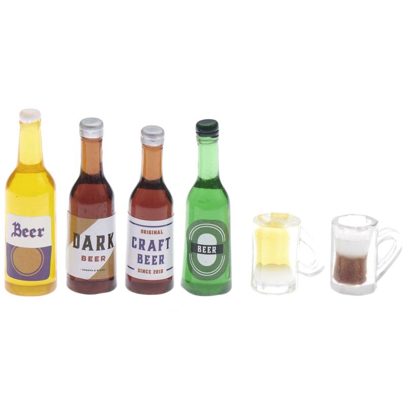 Rico Design Miniatur Bierflaschen und Gläser 6 Stück