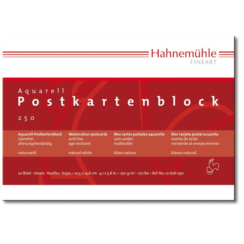 Hahnemühle Aquarell Postkartenblock rau A6 250g/m² 20 Blatt