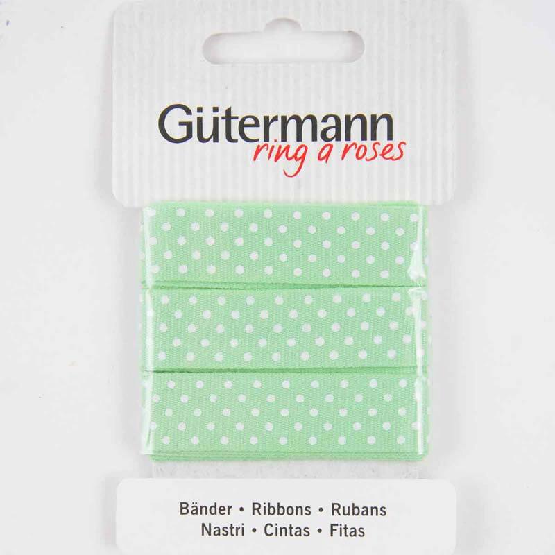 Gütermann Baumwollband Punkte grün 15mm 2m