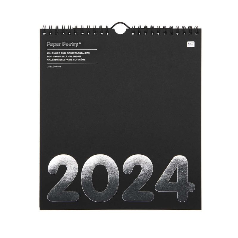 Paper Poetry Kalender 2024 schwarz 21,5x24cm