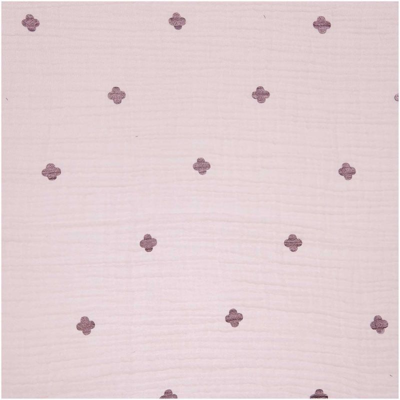 Rico Design Stoffabschnitt Krinkelmusselin Blüten rosa 50x130cm Hot Foil
