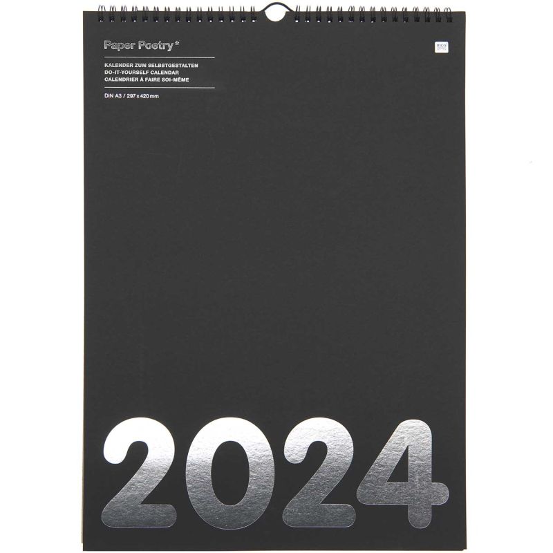 Paper Poetry Kalender 2024 DIN schwarz A3