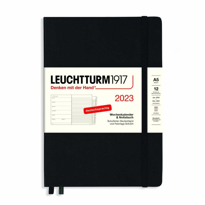 LEUCHTTURM1917 Wochenkalender & Notizbuch Hardcover Medium schwarz A5 2023