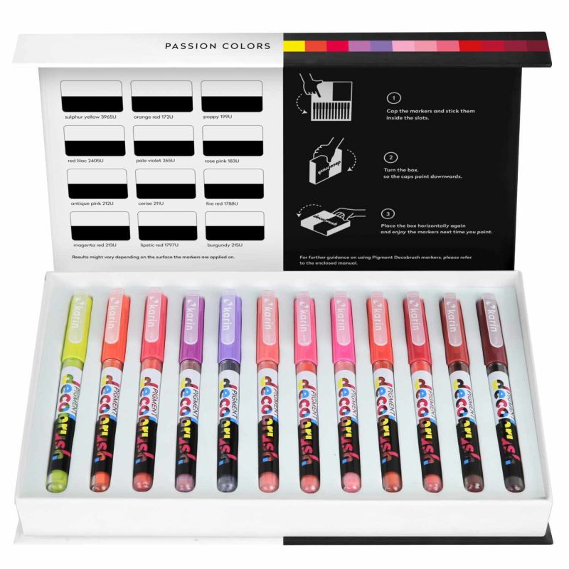 karin PIGMENT Deco Brush Marker Passion Colors Set 12 Farben