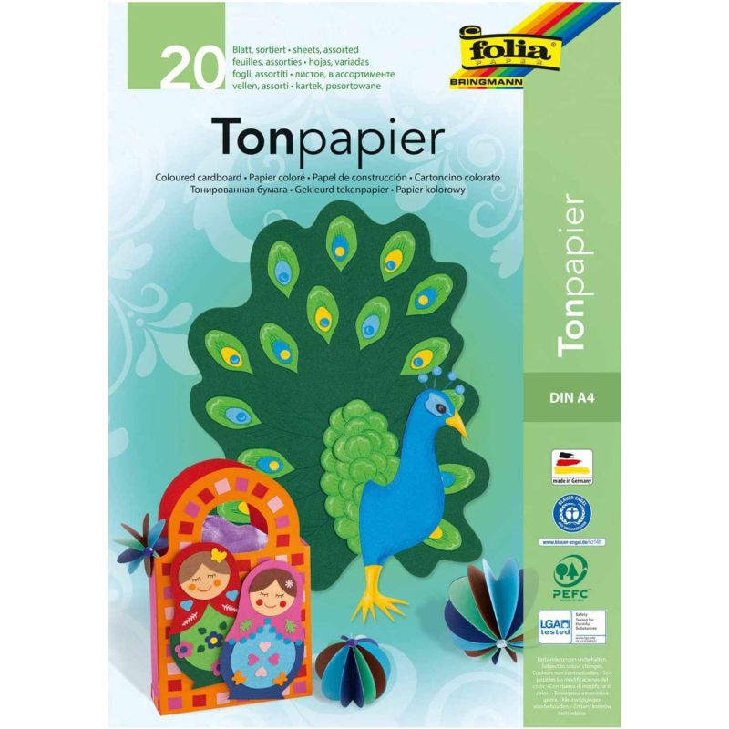 folia Tonpapierblock DIN A4 20 Blatt