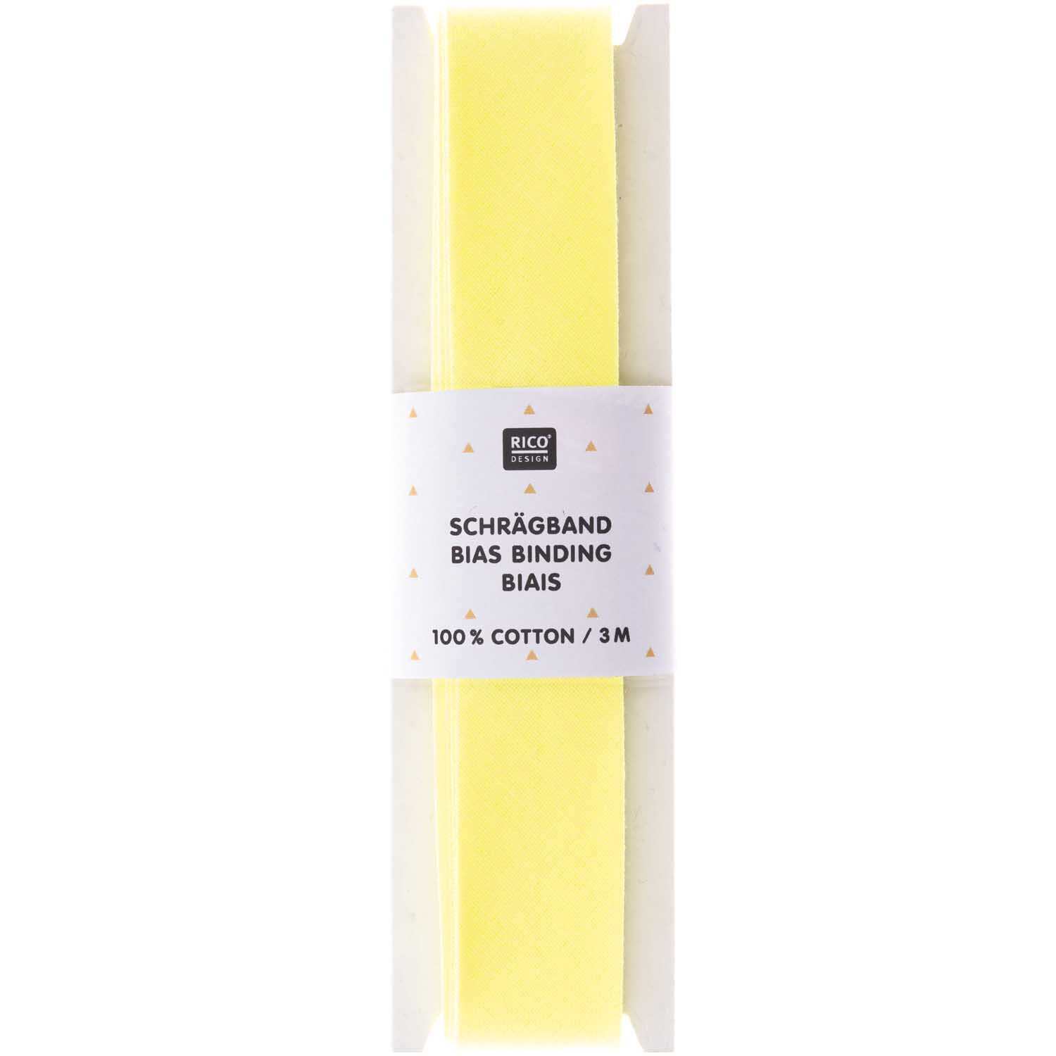 Rico Design Schrägband – 100% Baumwolle, 2 Cm Breit, 3 M Lang, In Wollweiß